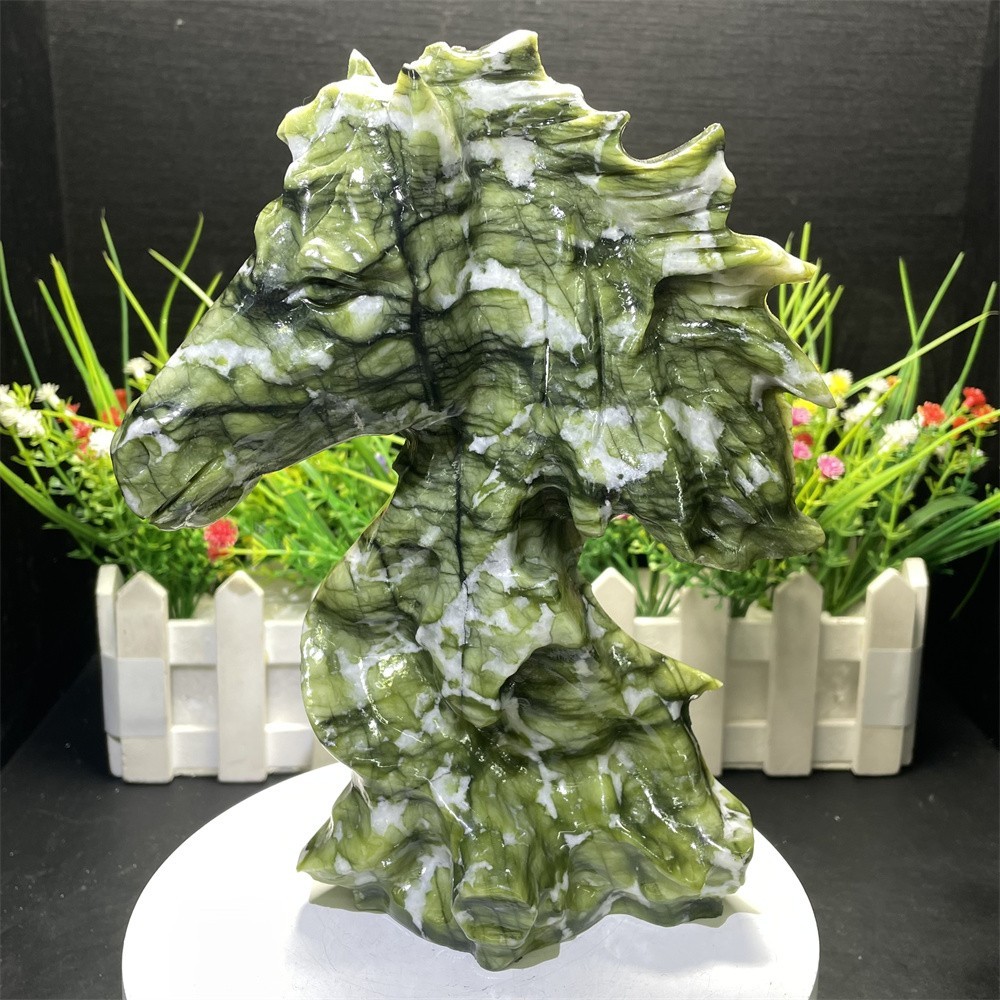 3LB 7.8″ Natural Xiuyan Horse Carved Decor Crystal Reiki Gift Healing Mineral