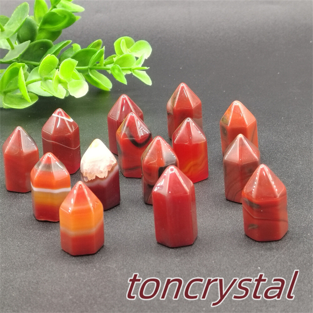 10pcs Top Natural Red Agate Mini Obelisk Quartz Wand Crystal Point Reiki Healing