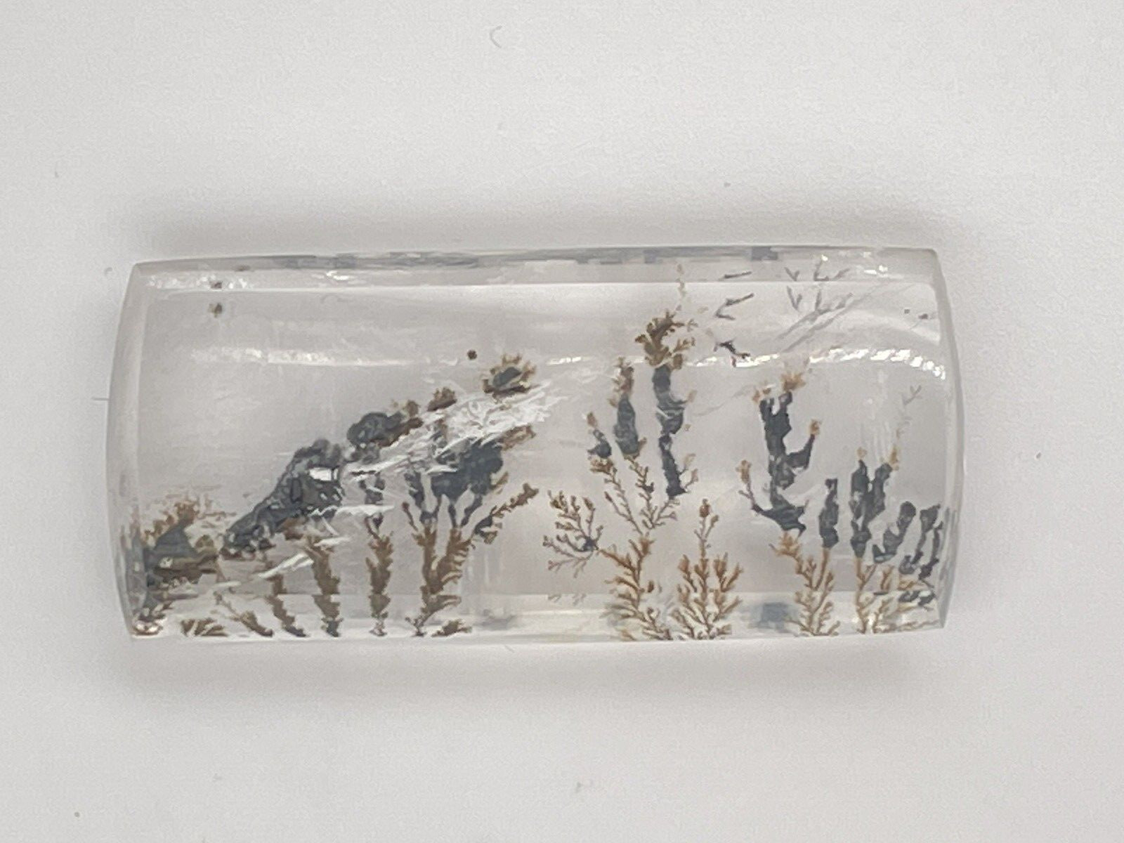 Unique Cut 38.12 Ct Rectangular Dendritic Quartz Cabochon. 34mm by 16mm