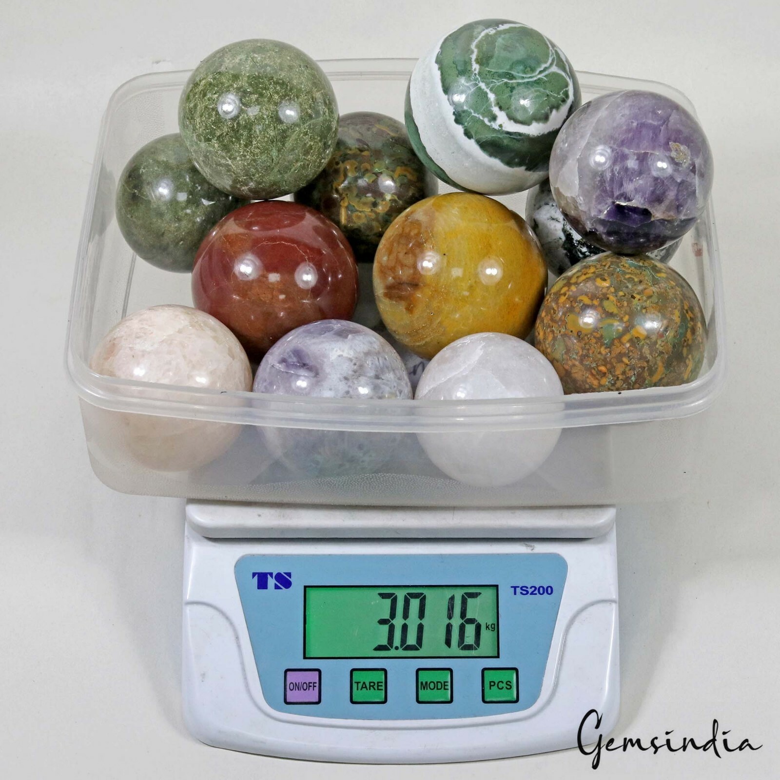 3 Kg 12 Pcs Set Of Multi gemstone Crystal Sphere Ball Polished Healing w/ Stand