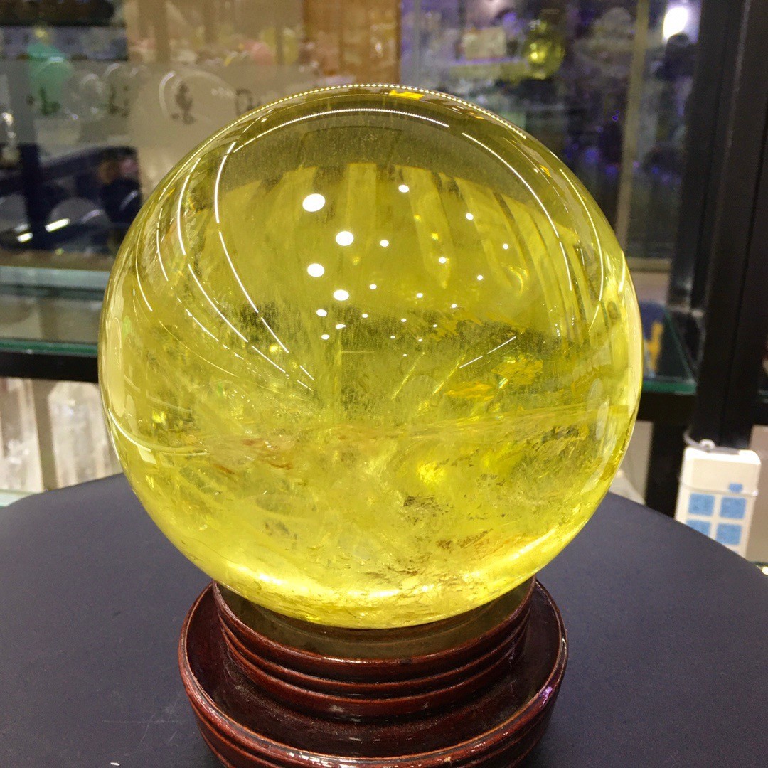 15.3LB Top Natura Citrine Quartz Sphere Quarzt Crystal Ball reiki Healing