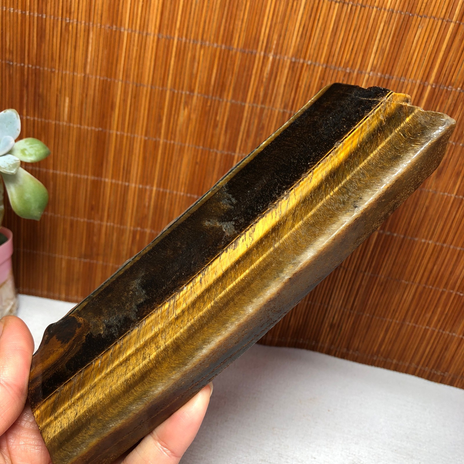 Natural Yellow Tiger Eye Crystal gemstone Polish Mineral Specimen 369g A2233