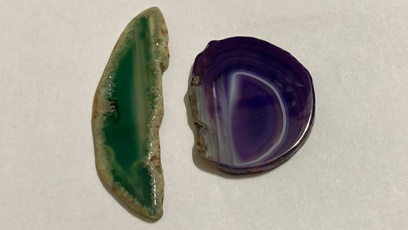Set Of 2 Natural Quartz Agate Crystal Geode Druzy Cut Slice Gemstones 29G & 20G