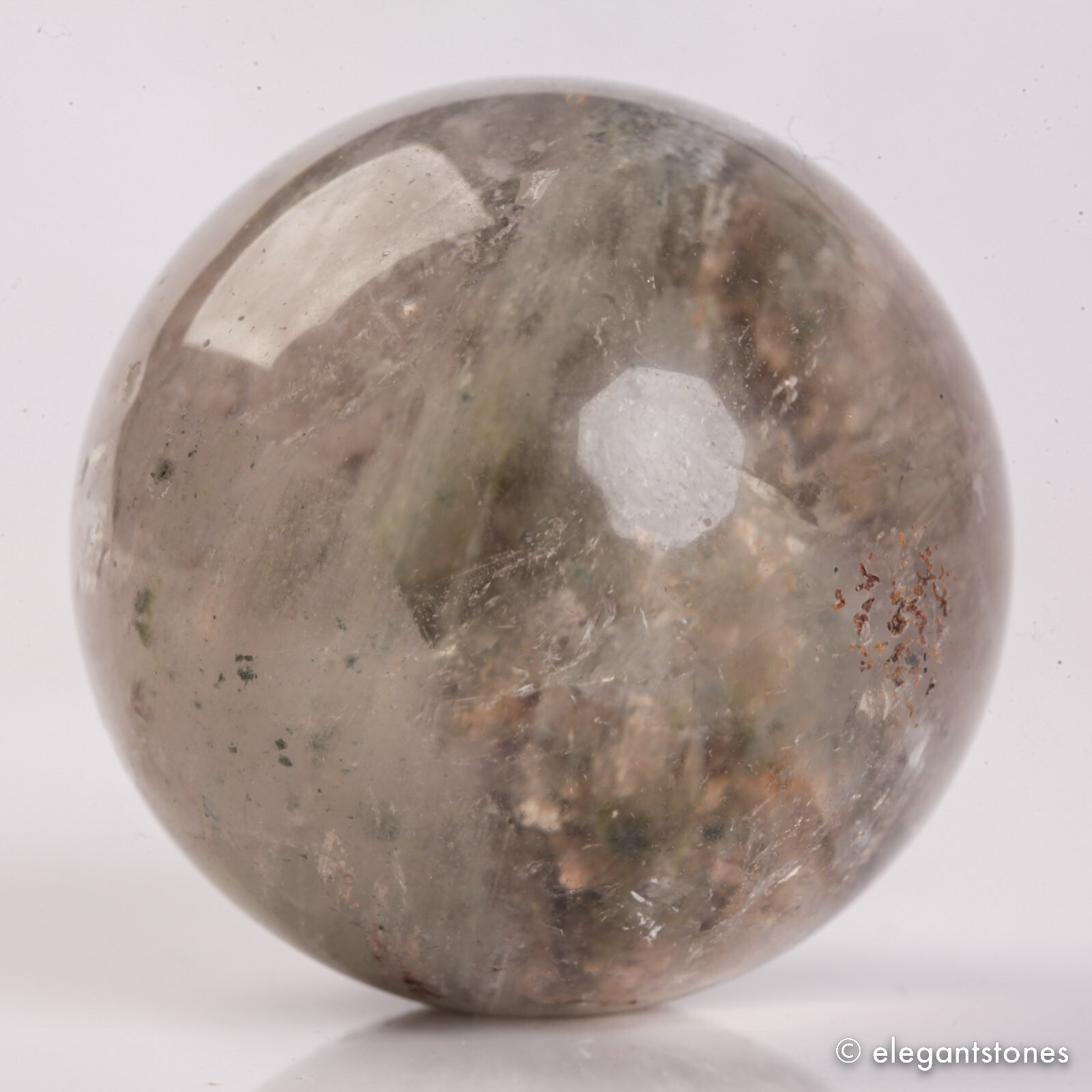 57g34mm Natural Garden/Phantom/Ghost/Lodolite Quartz Crystal Sphere Healing Ball