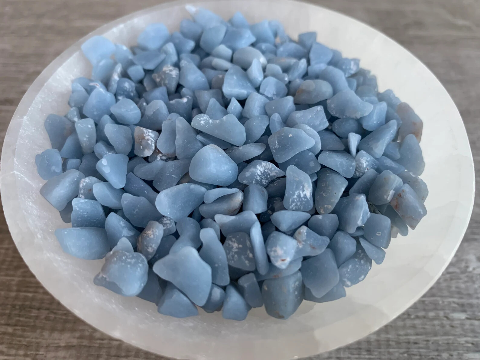 Grade A++ Angelite Semi Rough Mini Chips 4 – 8 mm, Wholesale Bulk Lot