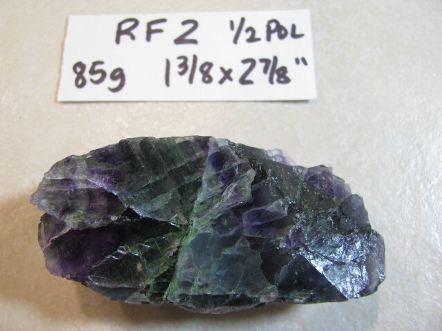 RF2 – 85g PALM SIZE+ RAINBOW FLUORITE SLAB 1 SIDE POLISHED GEMSTONE slice stone