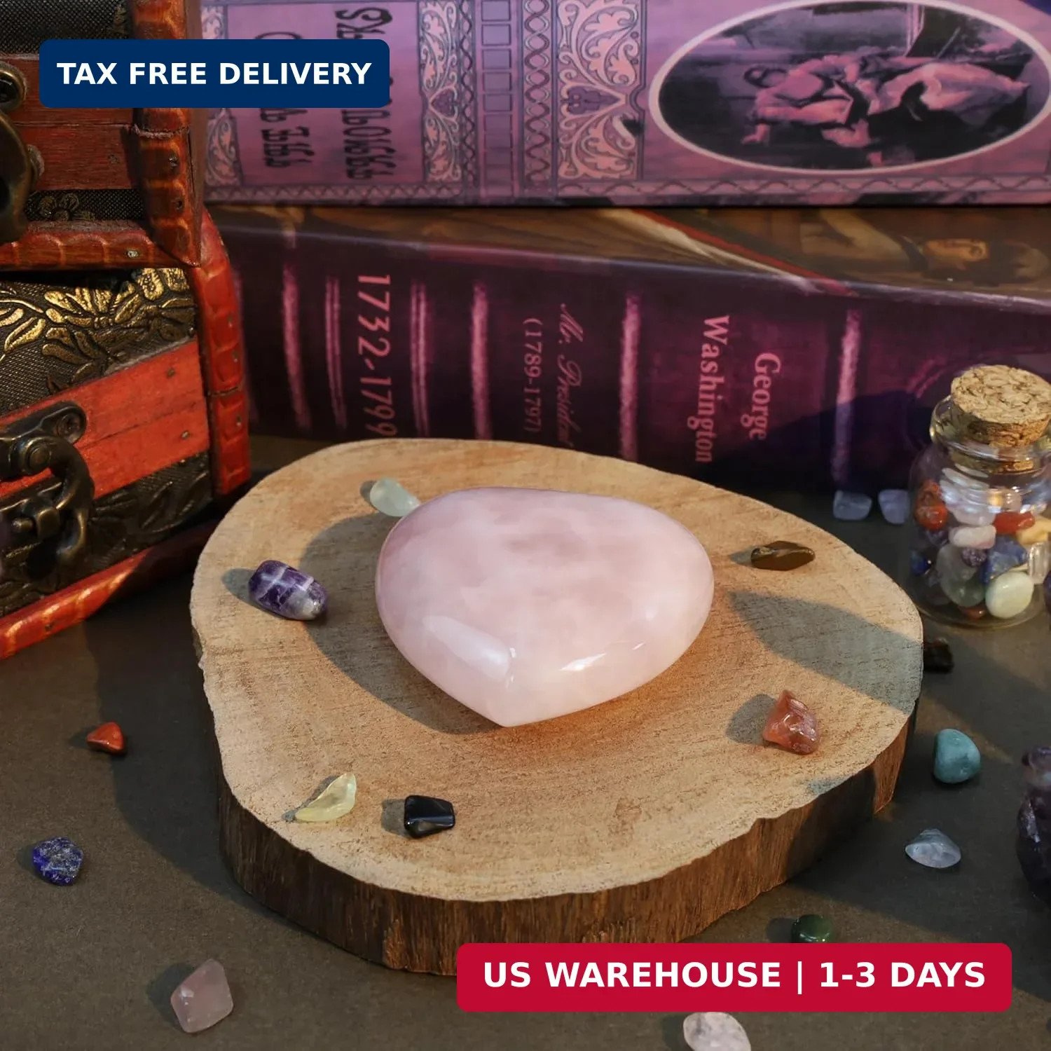 MAIBAOTA 60 mm Rose Quartz Crystals Heart Stone Mothers Day Birthday Gifts for M