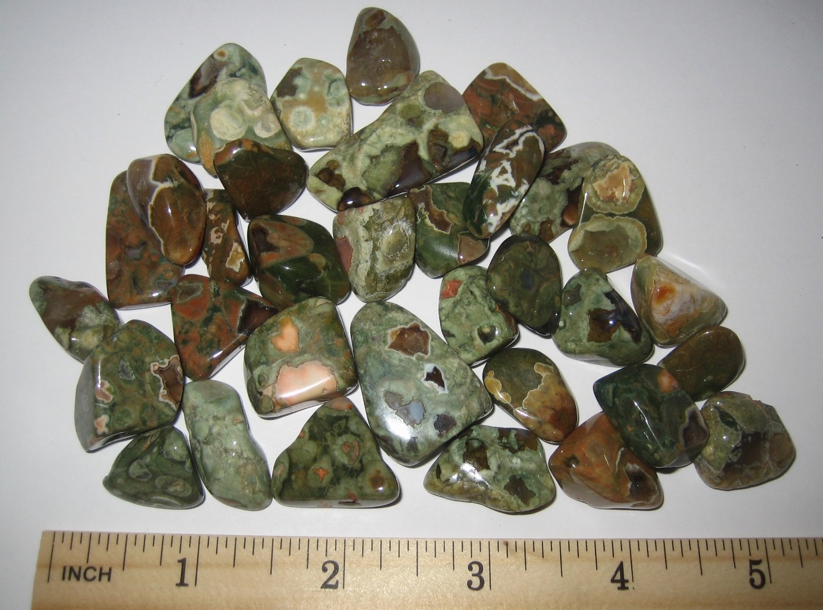 32 A+ TUMBLED POLISHED 0.6″- 1″ RAINFOREST JASPER STONES AUSTRALIA 141.8grams *3