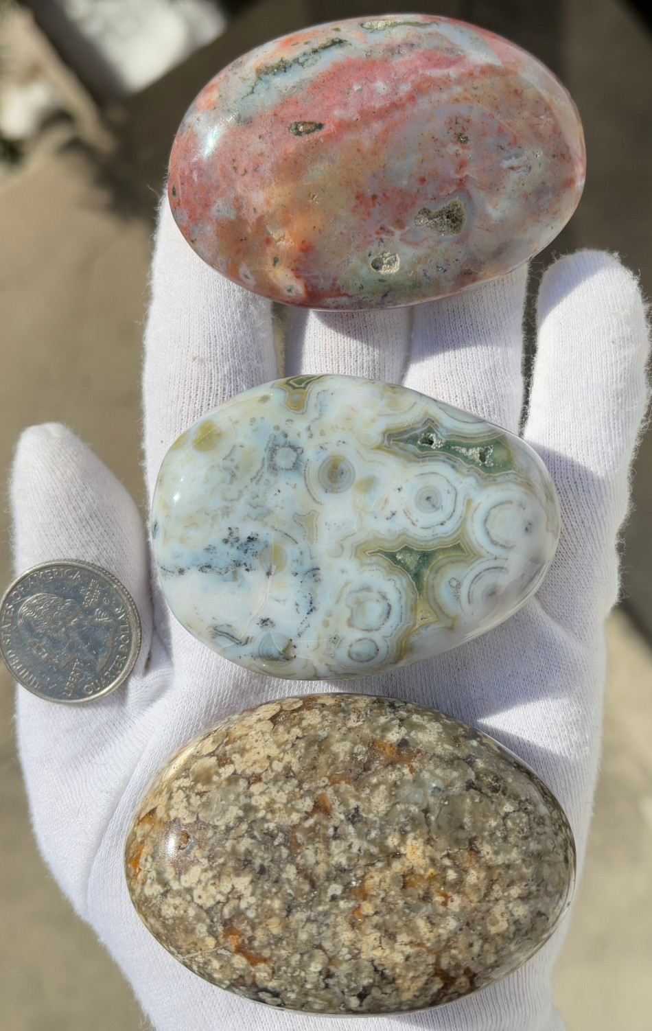 321g LOT 3 OCEAN JASPER with 8th VEIN 8 OJ PALM STONES PALM STONE STONES