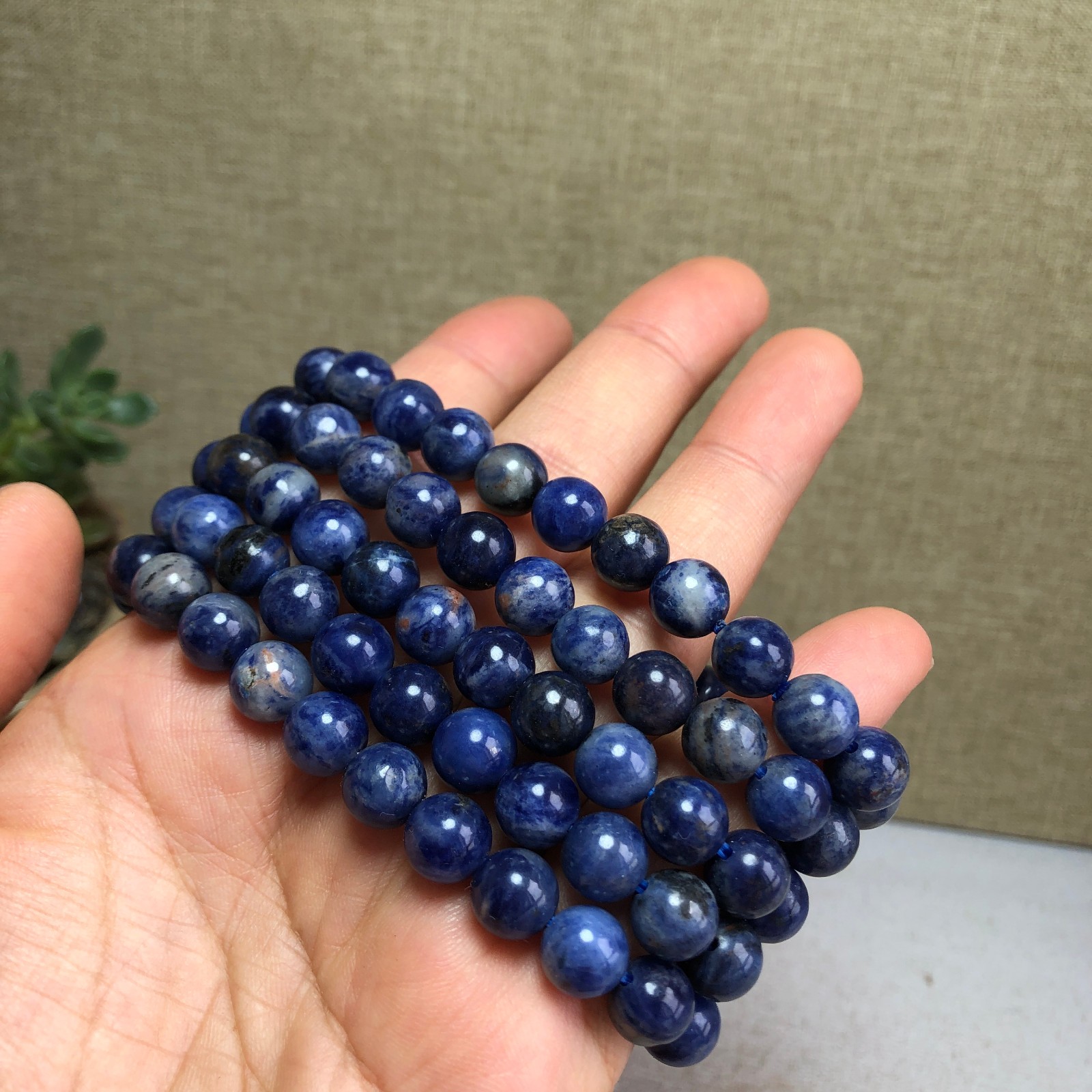 5Pcs Natural Polish Blue sodalite stone bracelets ball sphere 8mm A6168
