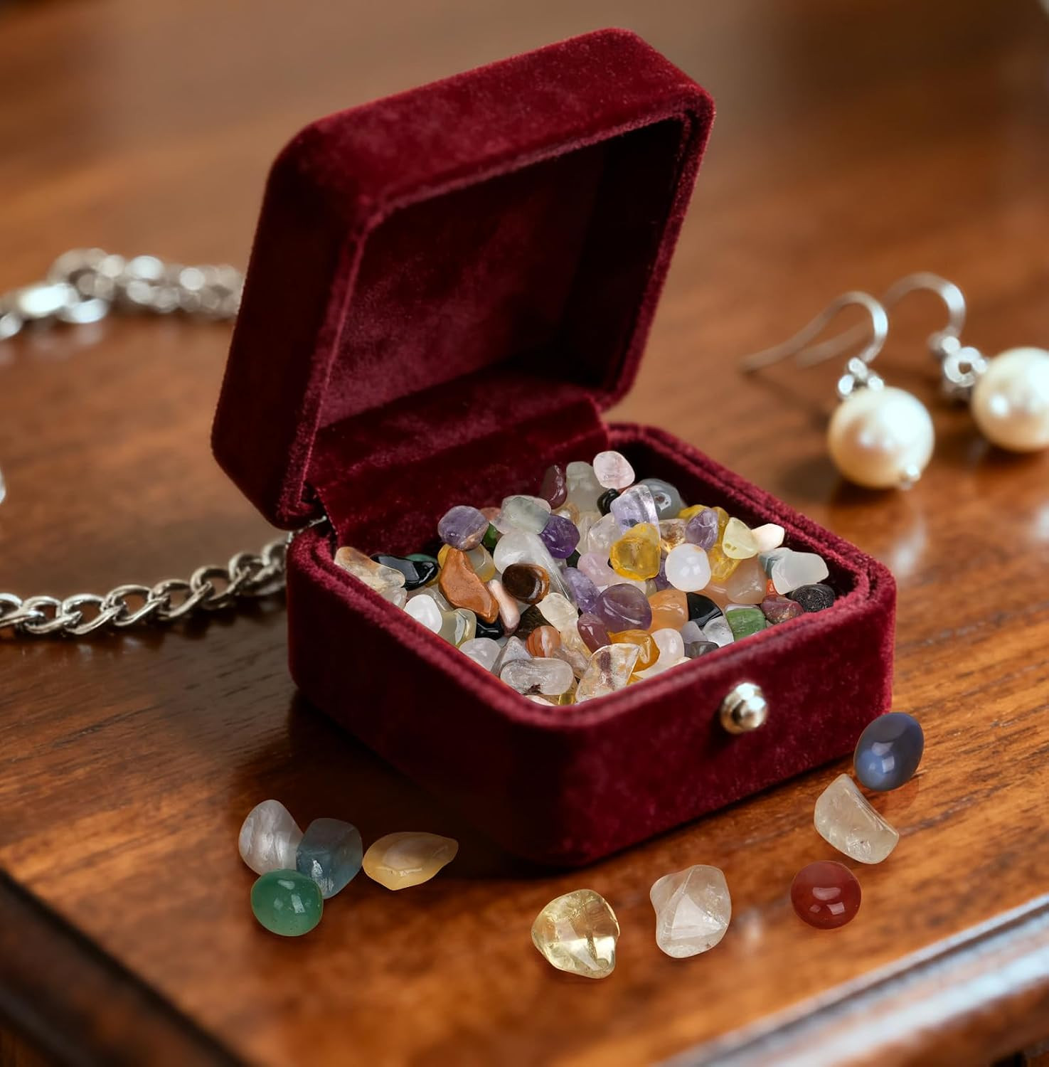 800Pcs+ (3lb) Gemstones and Crystals Set, 30 Kinds+ Crystals Bulk and Minerals S