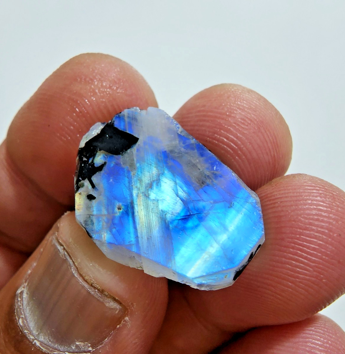 26 Crt Attractive Blue Fire White Rainbow Moonstone Rough Loose Gemstone Jewelry