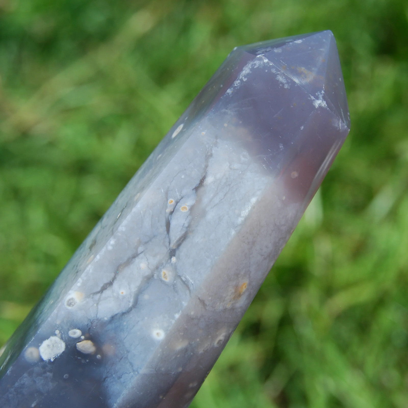 4in 159g Purple Chalcedony Crystal Tower Violet Agate Indonesia