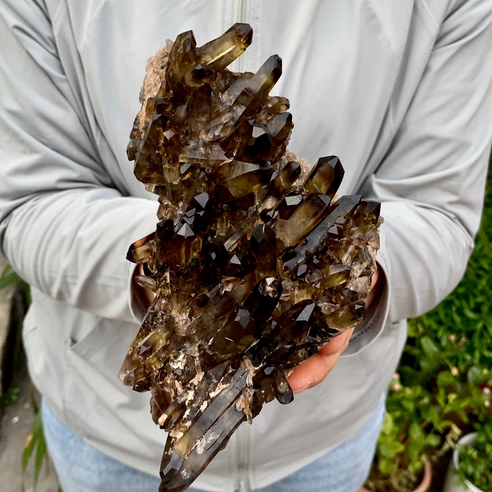 2.2LB Natural Black Smoky Quartz Crystal Cluster Raw Mineral Specimen