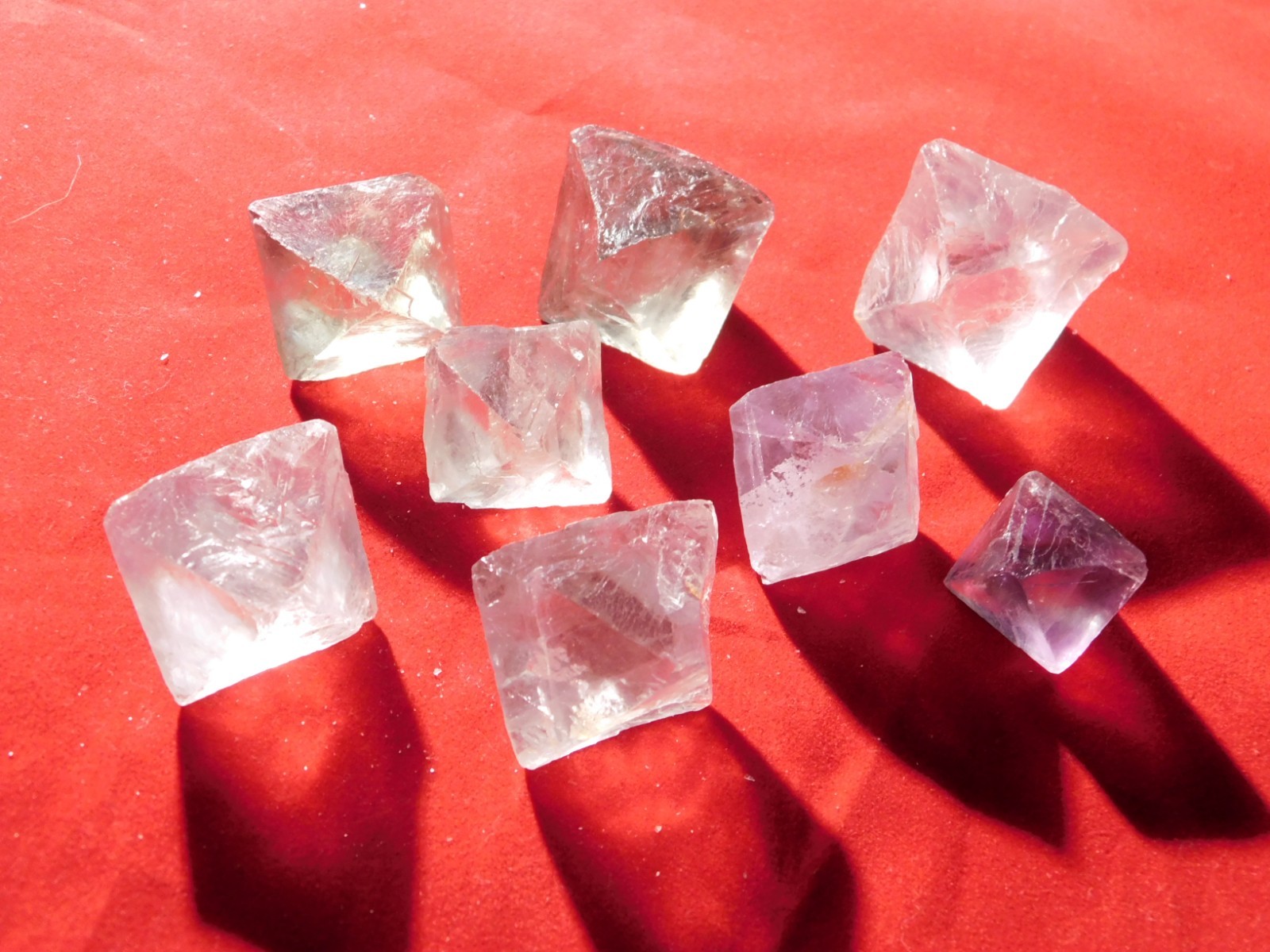 Big Lot of EIGHT! Translucent Octahedron FLUORITE Crystals From China 344gr