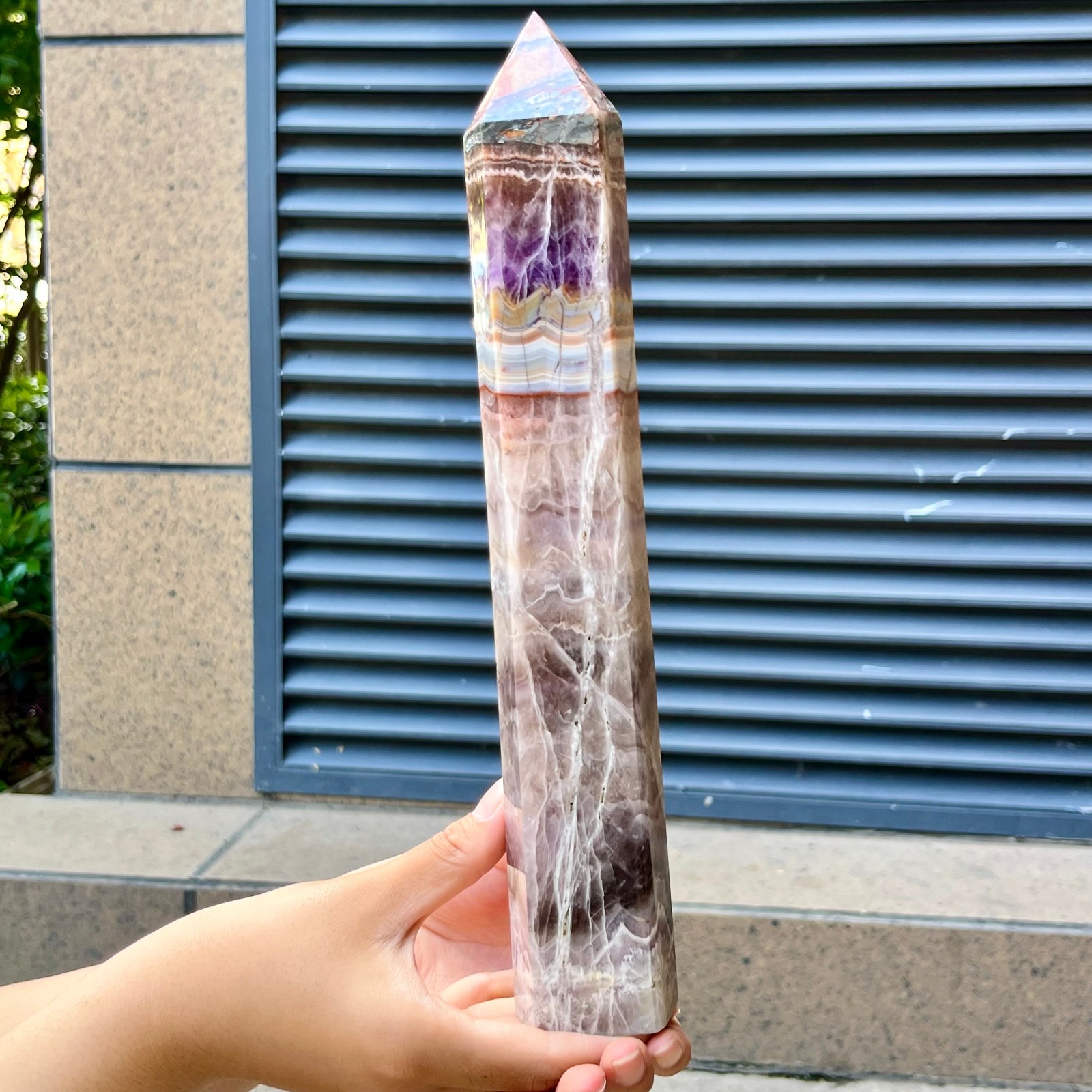 Amethyst Agate Natural Tower Purple Crystal Point Collectible Specimen 2.3 lb
