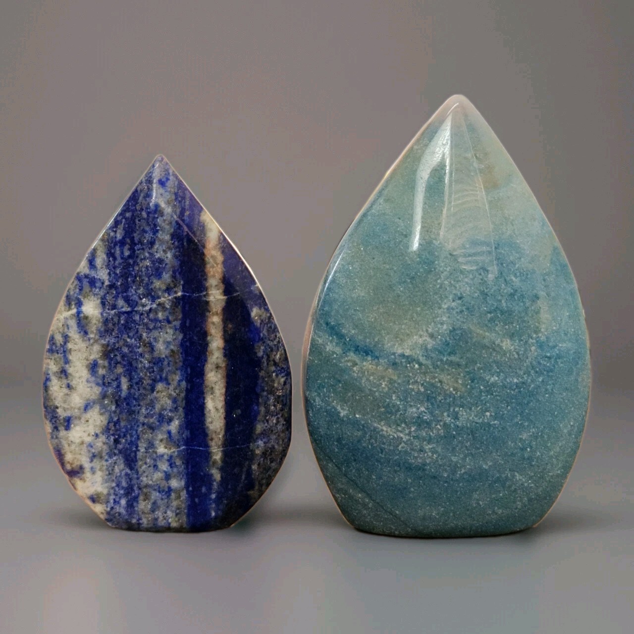 Polished Lapis Lazuli And Trolleite Crystal Carved Freeform Teardrop – USA
