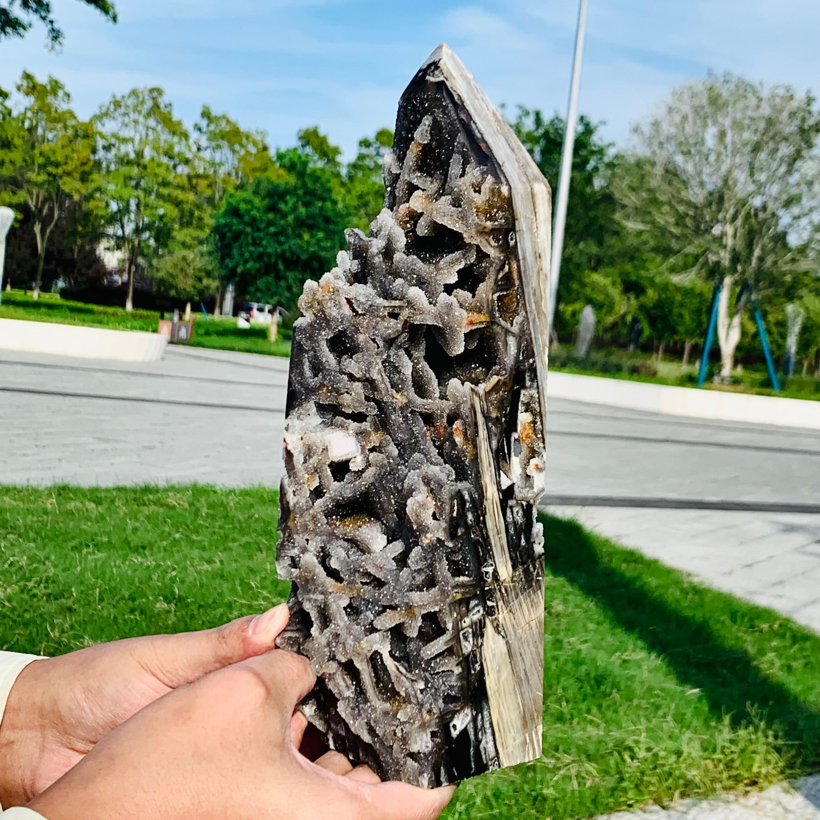 6.69LB Natural Sphalerite Crystal Cave obelisk quartz crystal Wand Point Healing