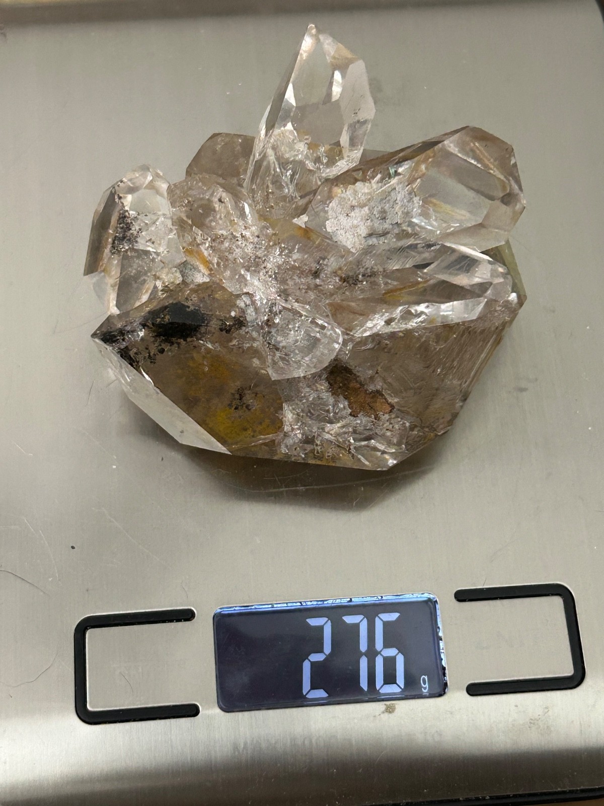 276g Herkimer Diamond Cluster *Inclusions* Skeletal* Rare and Unique*Glass clear