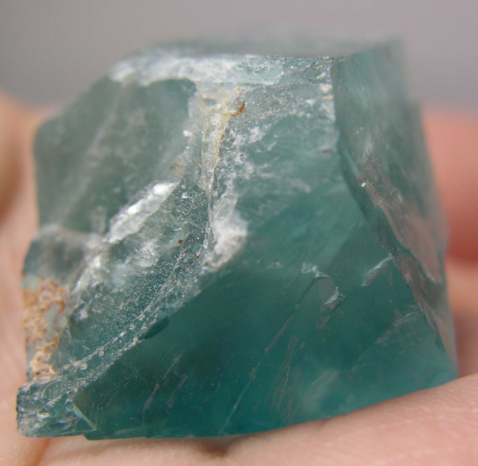 #5 China 103.90ct 100% Natural Rough Teal Fluorite Crystal Specimen 20.75g 32mm