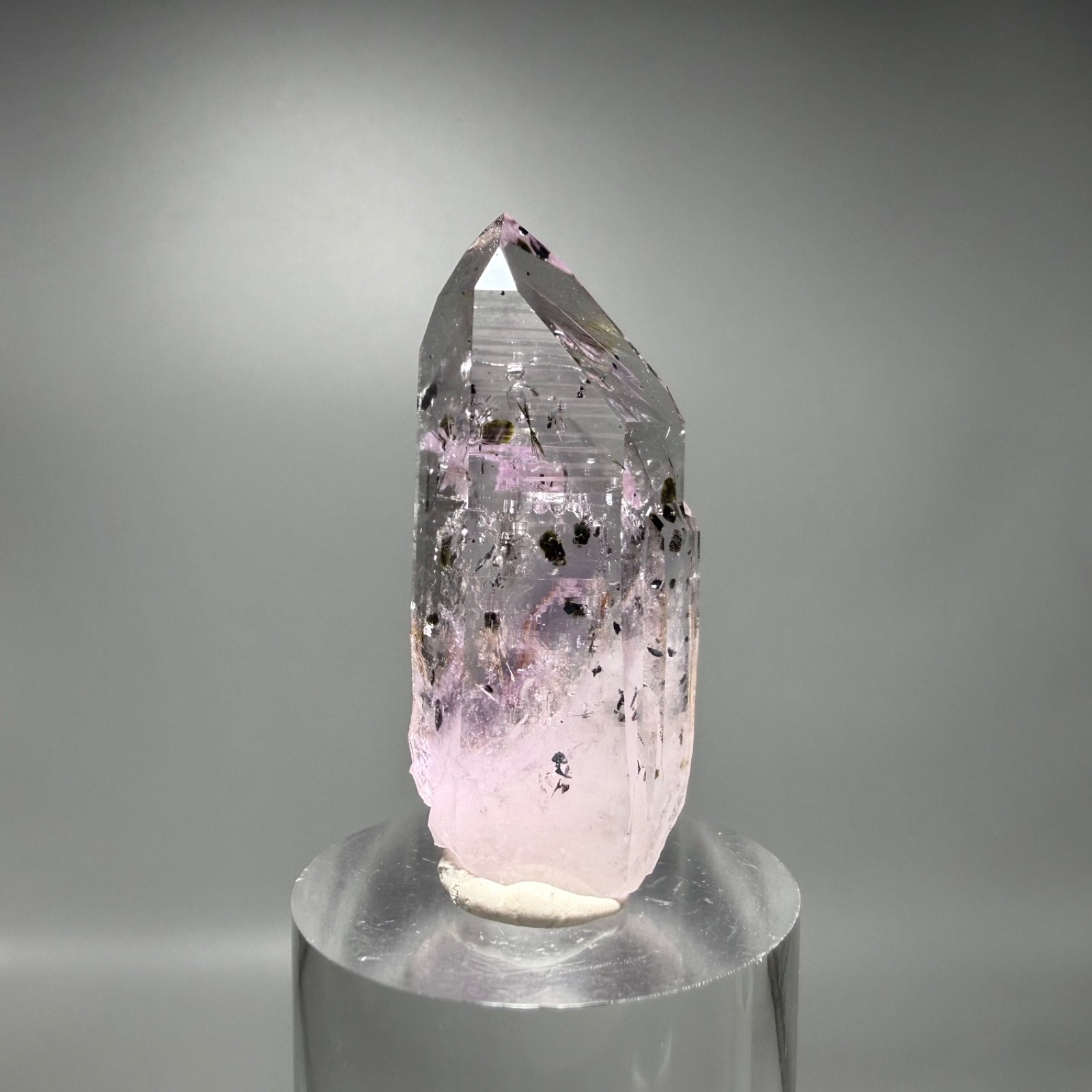 Large Moving Bubble! RARE Lilac Brandberg Amethyst Enhydro w Epidote Inclusions