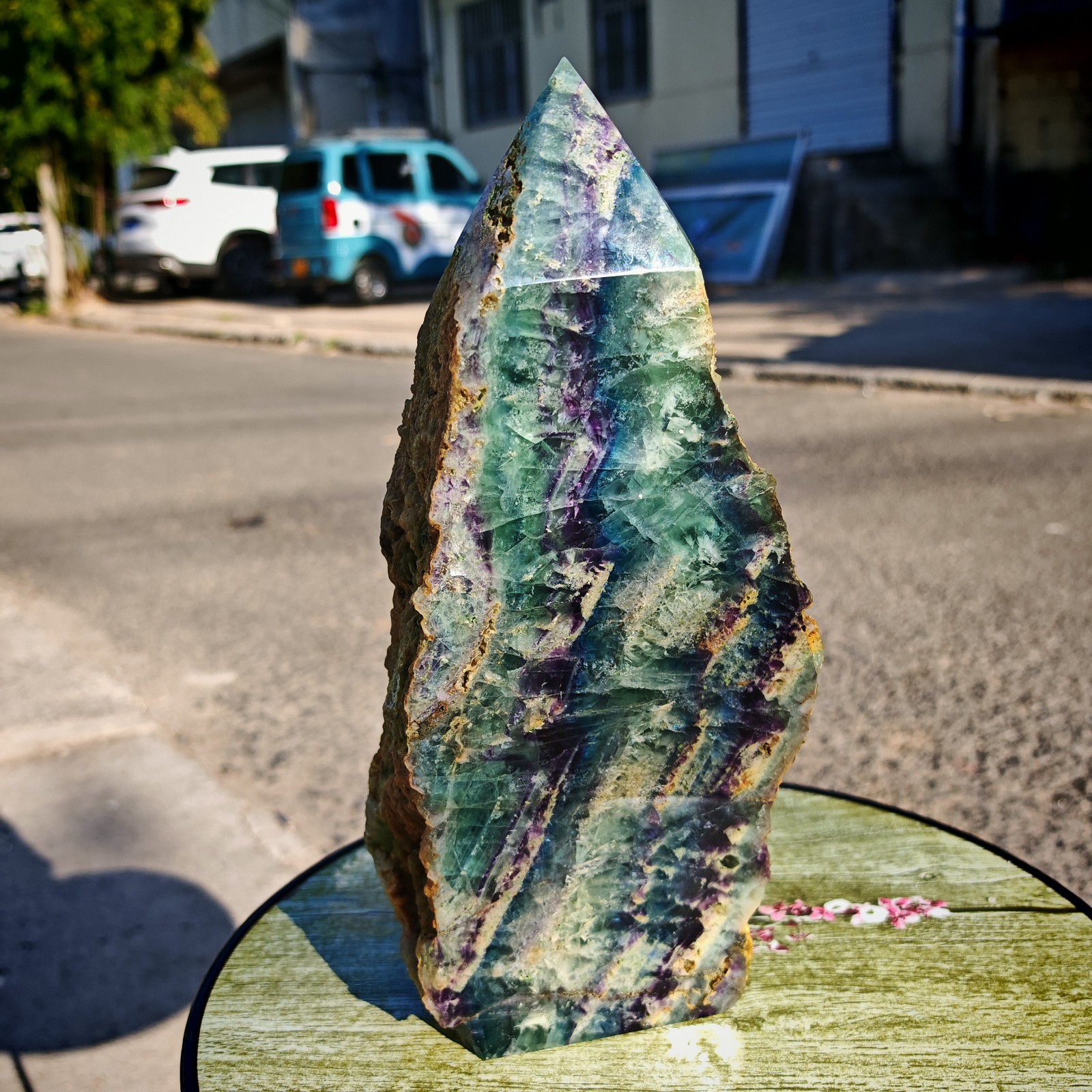 6.38LB Restoration of Natural Colored Fluorite Crystal Specimens 2900g