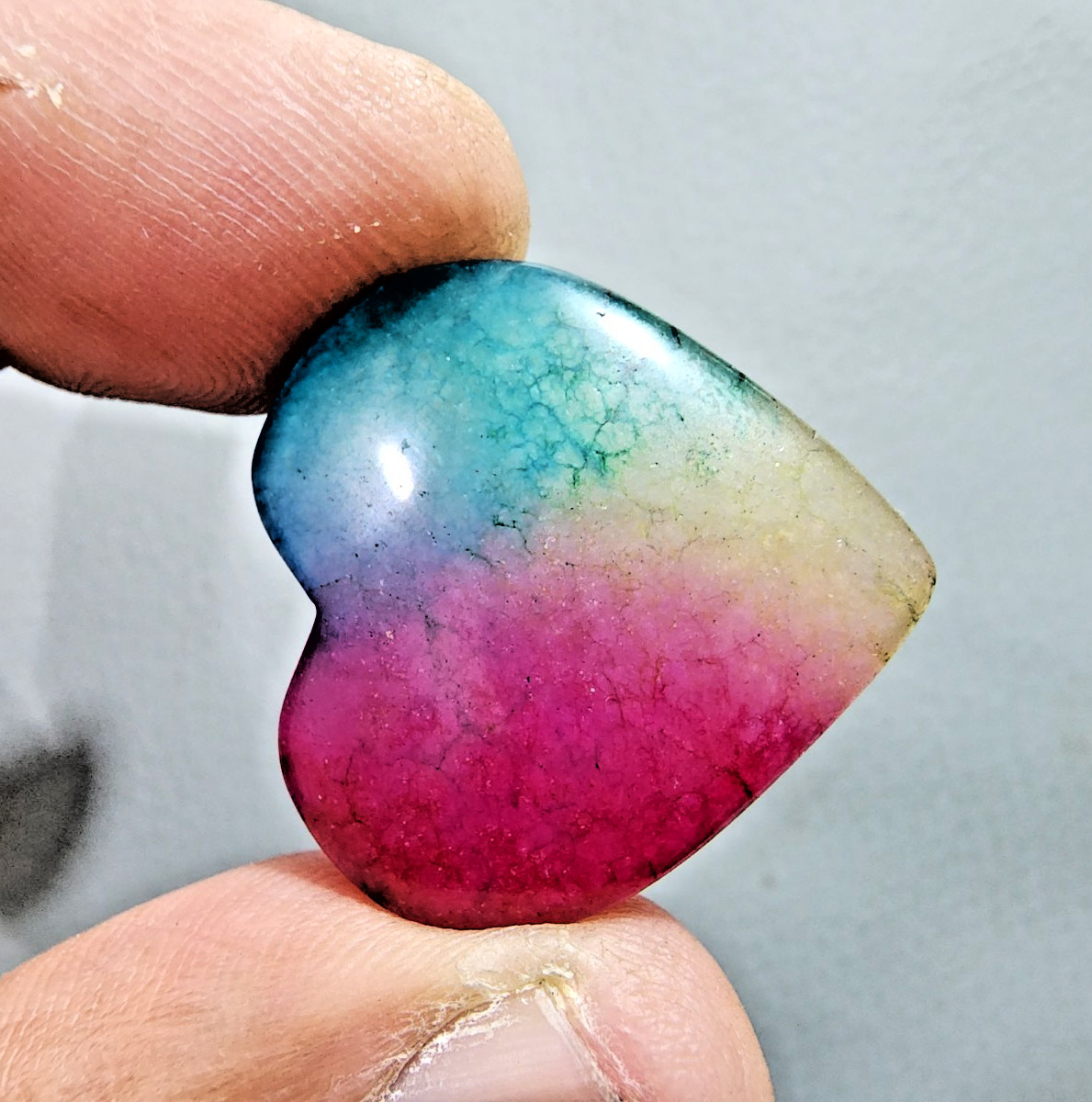 52 Crt Beautiful Rainbow Solar Quartz Heart Shape Jewelry Making Loose Gemstone