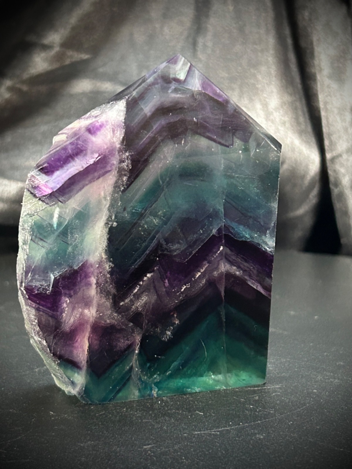 3.26″ Rainbow Fluorite 4 Polished Side/1 Raw Side Tower 8.3oz (241 grams)
