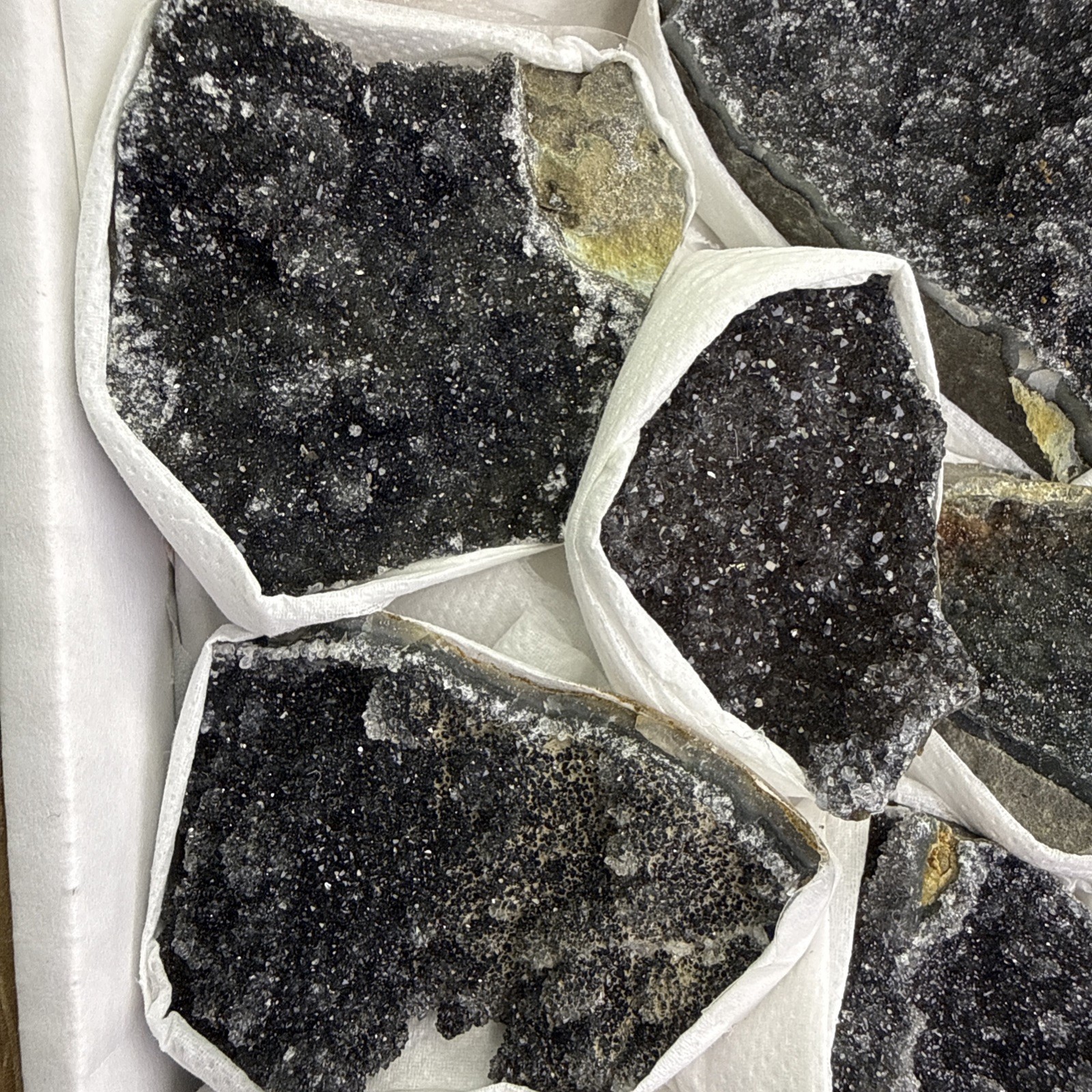 Natural Black Amethyst Zeolite With Calcite Flat! Whole Box! Crystals! Specimen!