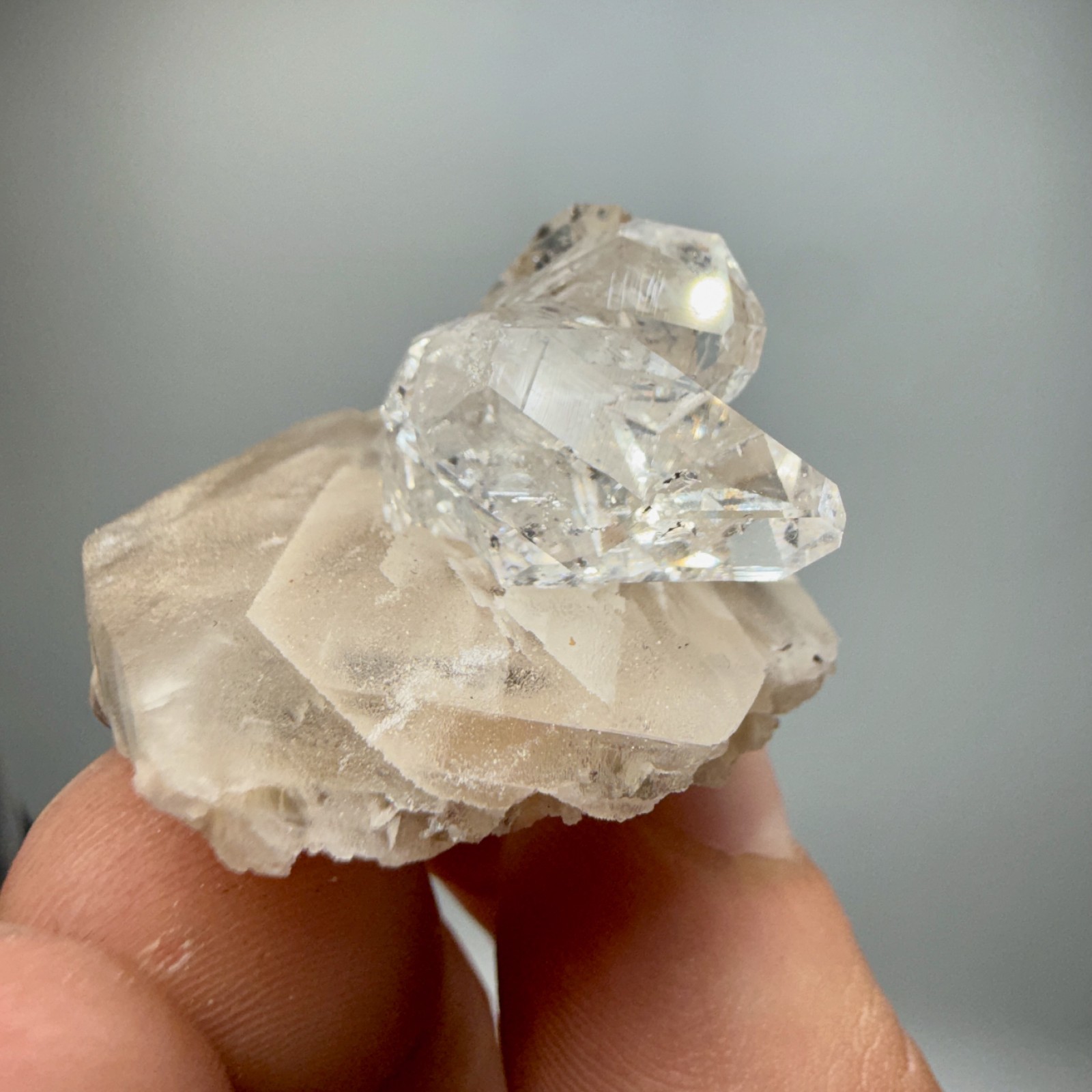 Herkimer Diamond Gem Cluster Perched on Calcite Crystals, Unique + 100% Natural!
