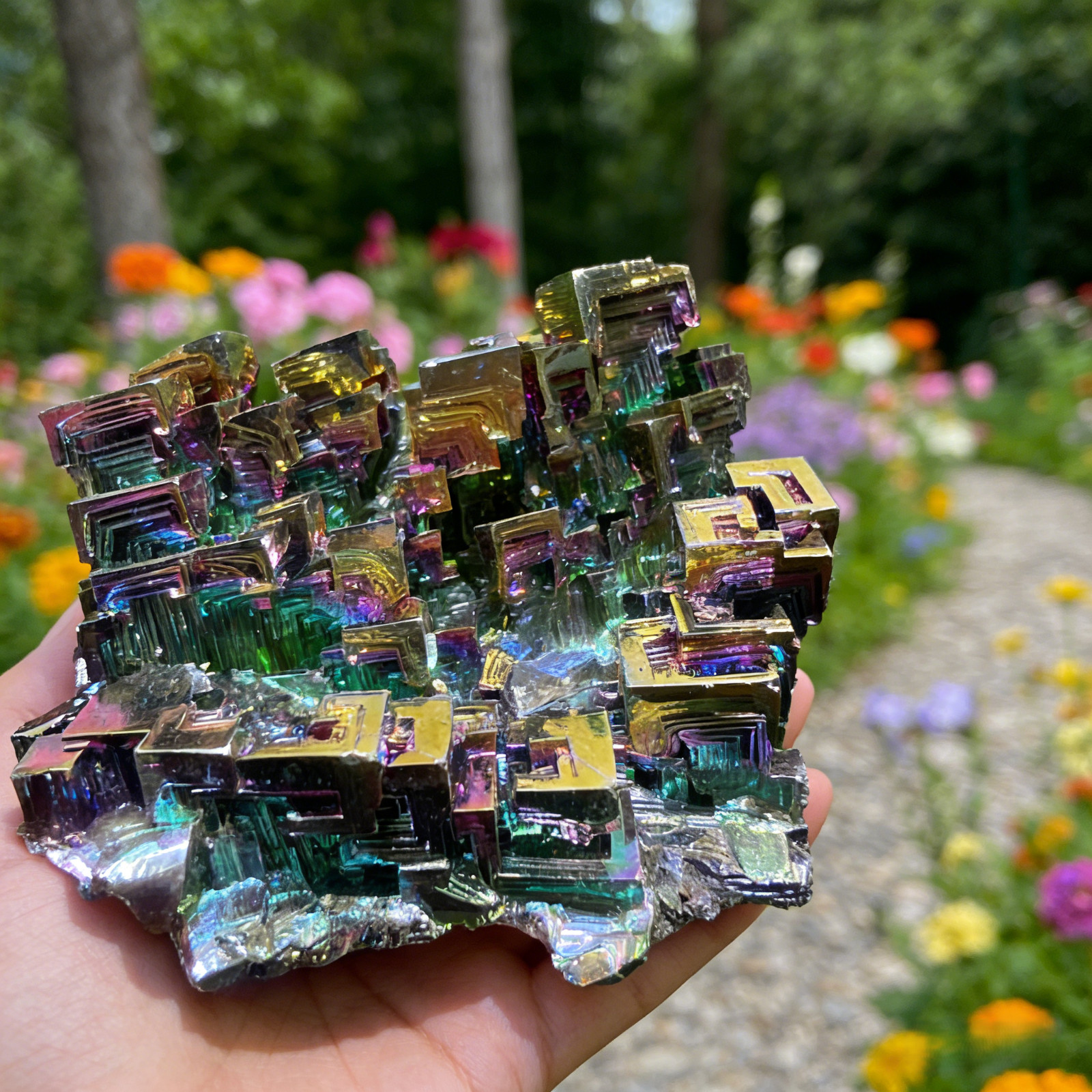 Natural Stone Bismuth Rainbow Aura Charm Specimen Crystal Cluster Reiki specimen