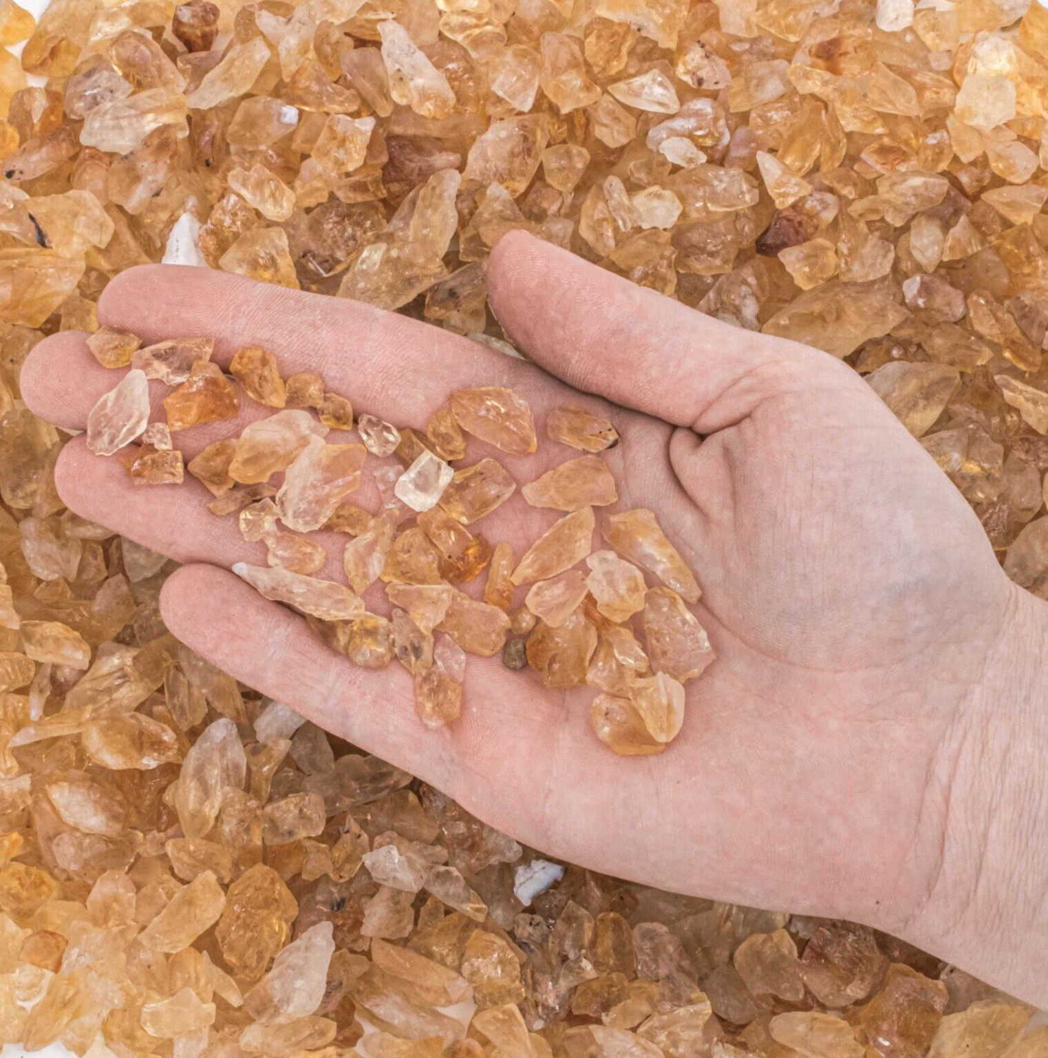 1/2 lb Small Raw Crushed Citrine Crystal Pieces Golden Yellow Gemstone Rough Gem