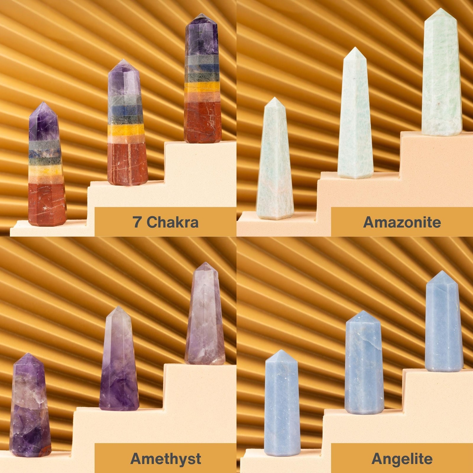Obelisk Crystal Tower Point, Polished Healing Stone, Crystal Decor Gift, 38 Type