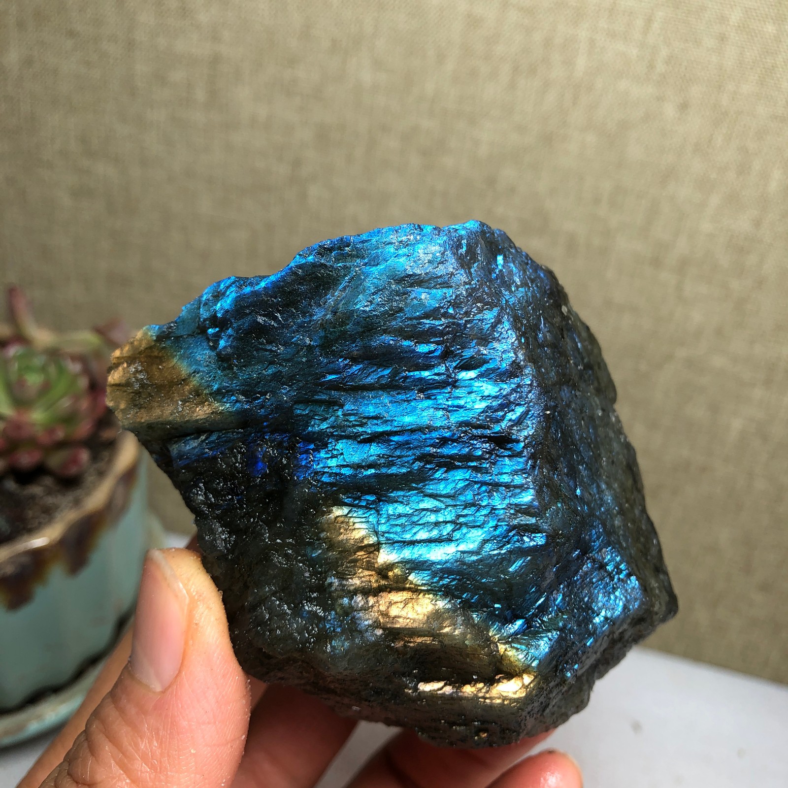 68mm Natural Labradorite Crystal gemstone rough original Specimen 239g A3459