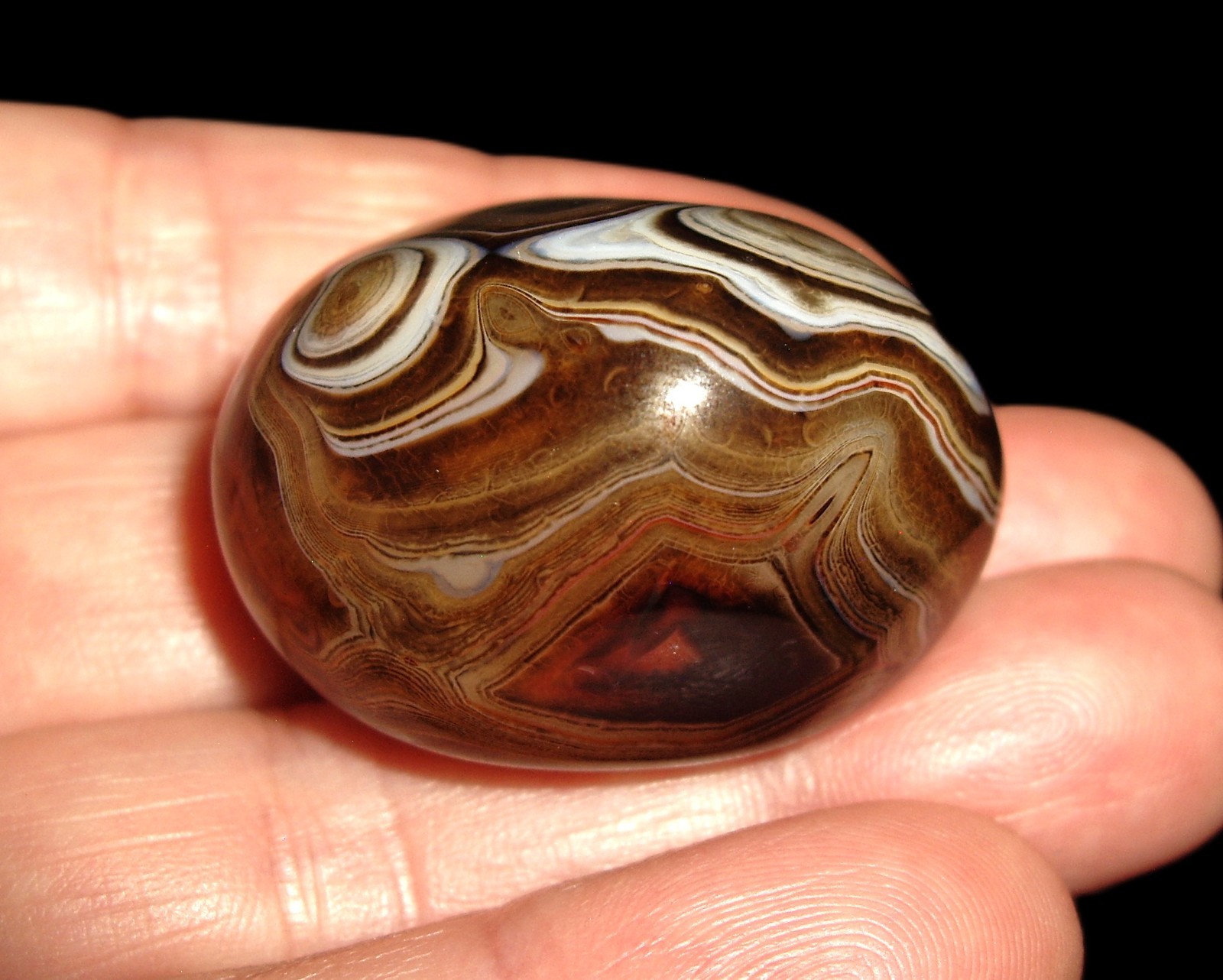 Beautiful Translucent Banded Agate Polished Pebble from Madagascar 28.6g