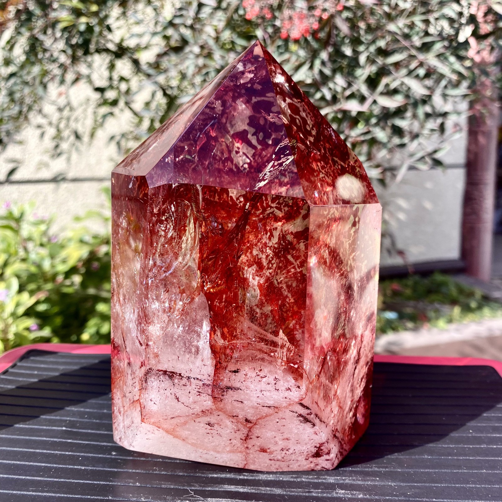 3.92LB Natural Crystal Red Ghost Quartz Mine Crystal Tower Decoration-