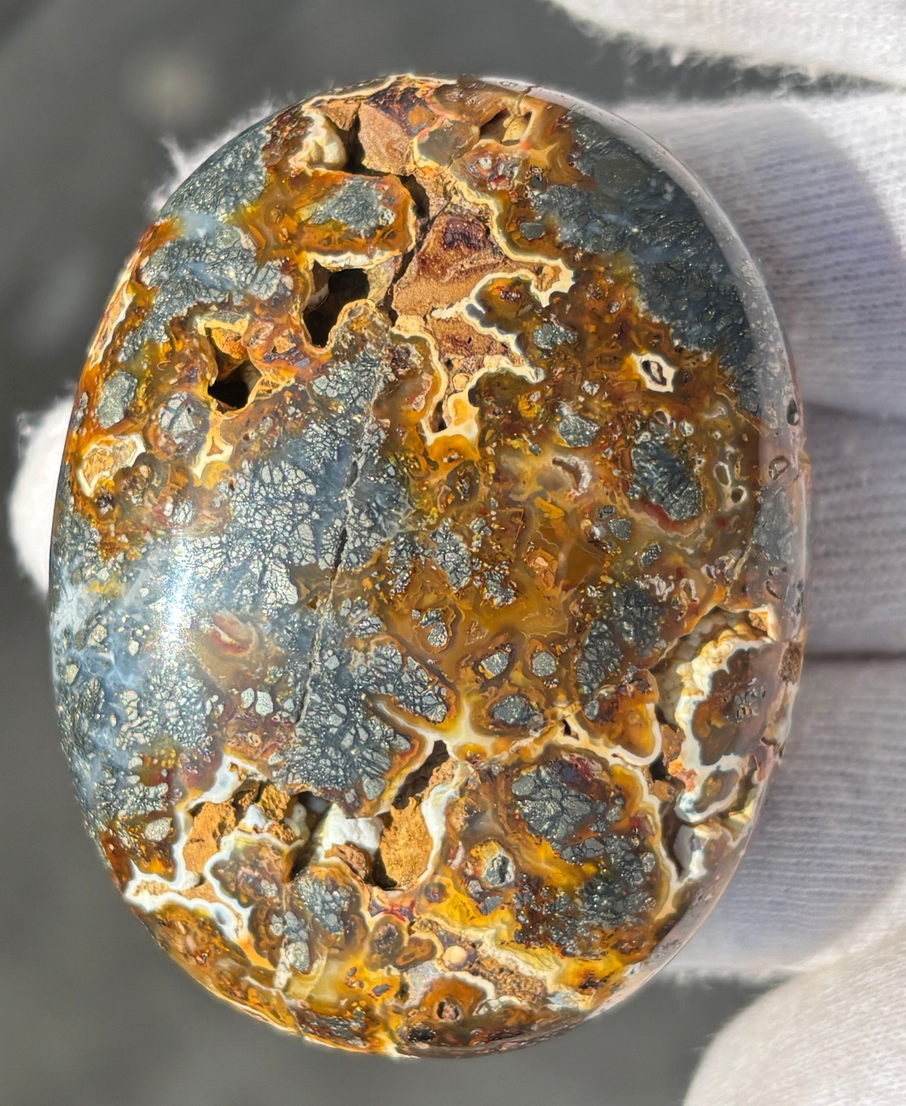 LOT MULTI-COLORED MARCASITE/MIZONE OPAL/SHEEN OBSIDIAN PALMSTONES PALM STONE
