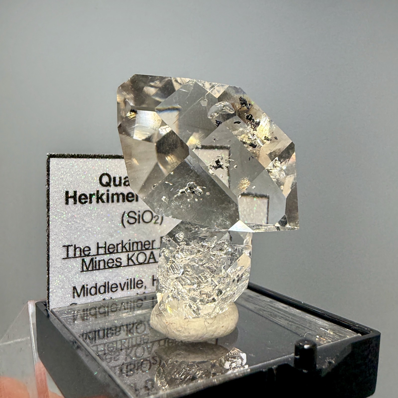 A+ Grade Herkimer Diamond Gem Cluster, Flawless Clarity, Minor Hydrocarbon