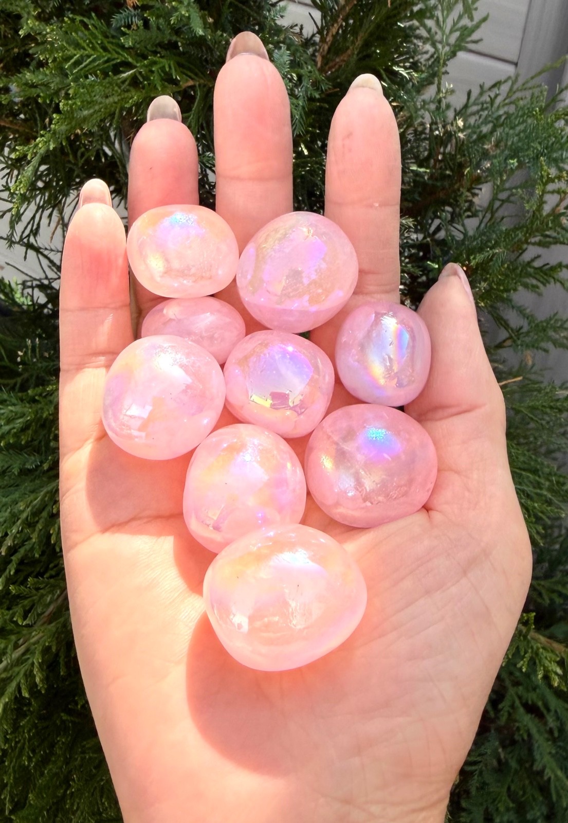 Wholesale Lot 2 Lbs Aura Rose Quartz Tumble Healing Energy