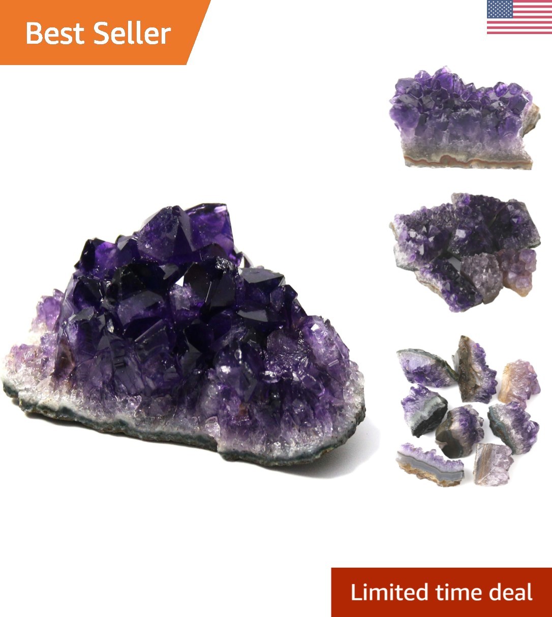 Amethyst Crystal Clusters – Unique, Healing, and Calming Stones (1 Piece Set)