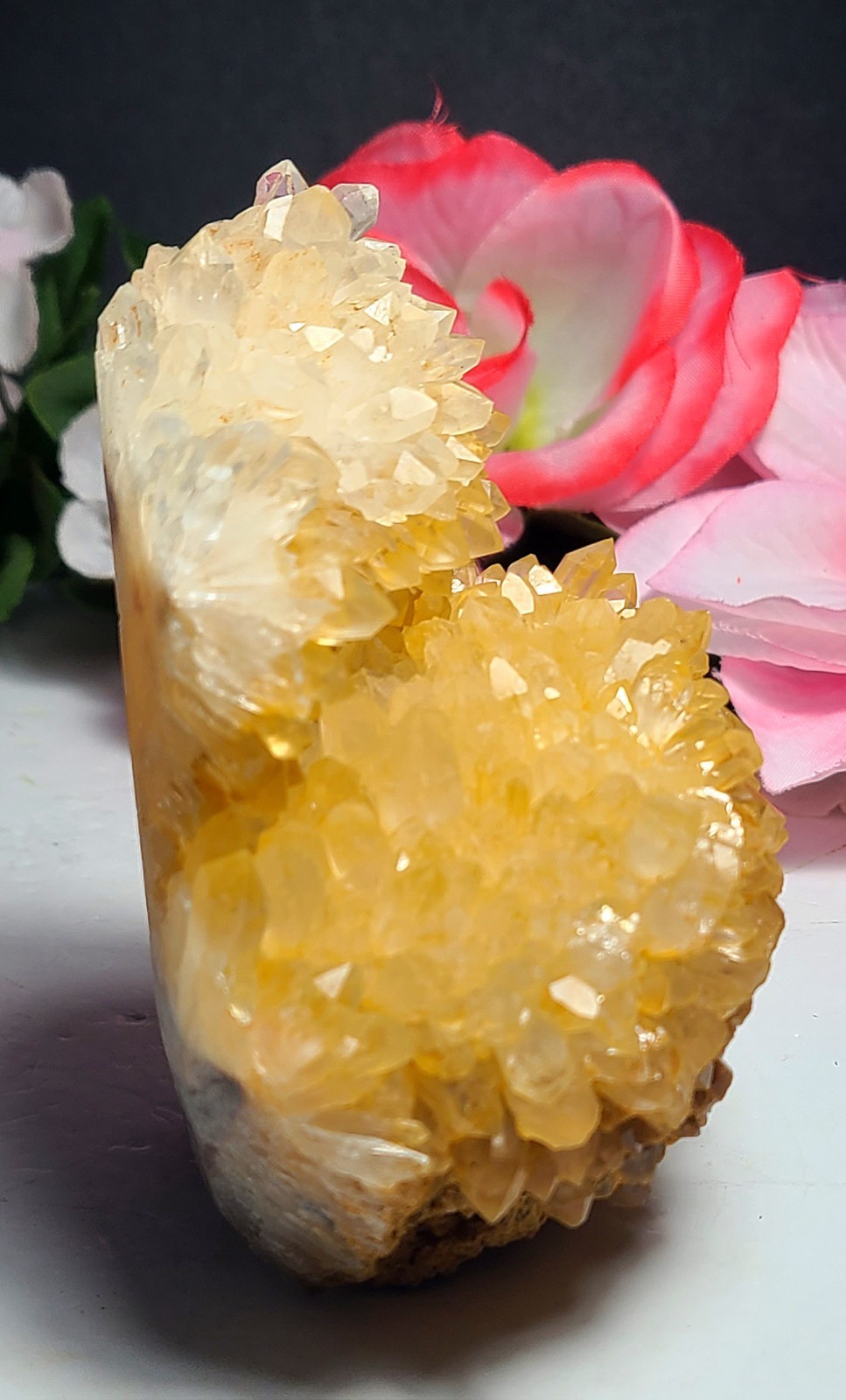 3.7″ 361g Pretty A+ Golden Healer Flower Quartz Crystal Stone Cluster Specimen
