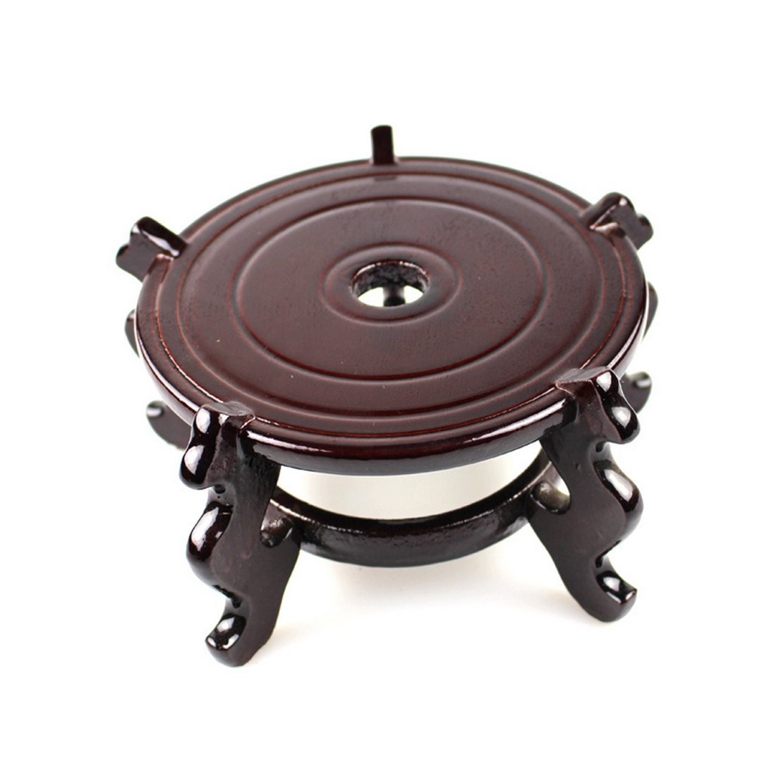 Feng Shui Chinese Wooden Fishbowl Planter Display Stand (10 Inch)