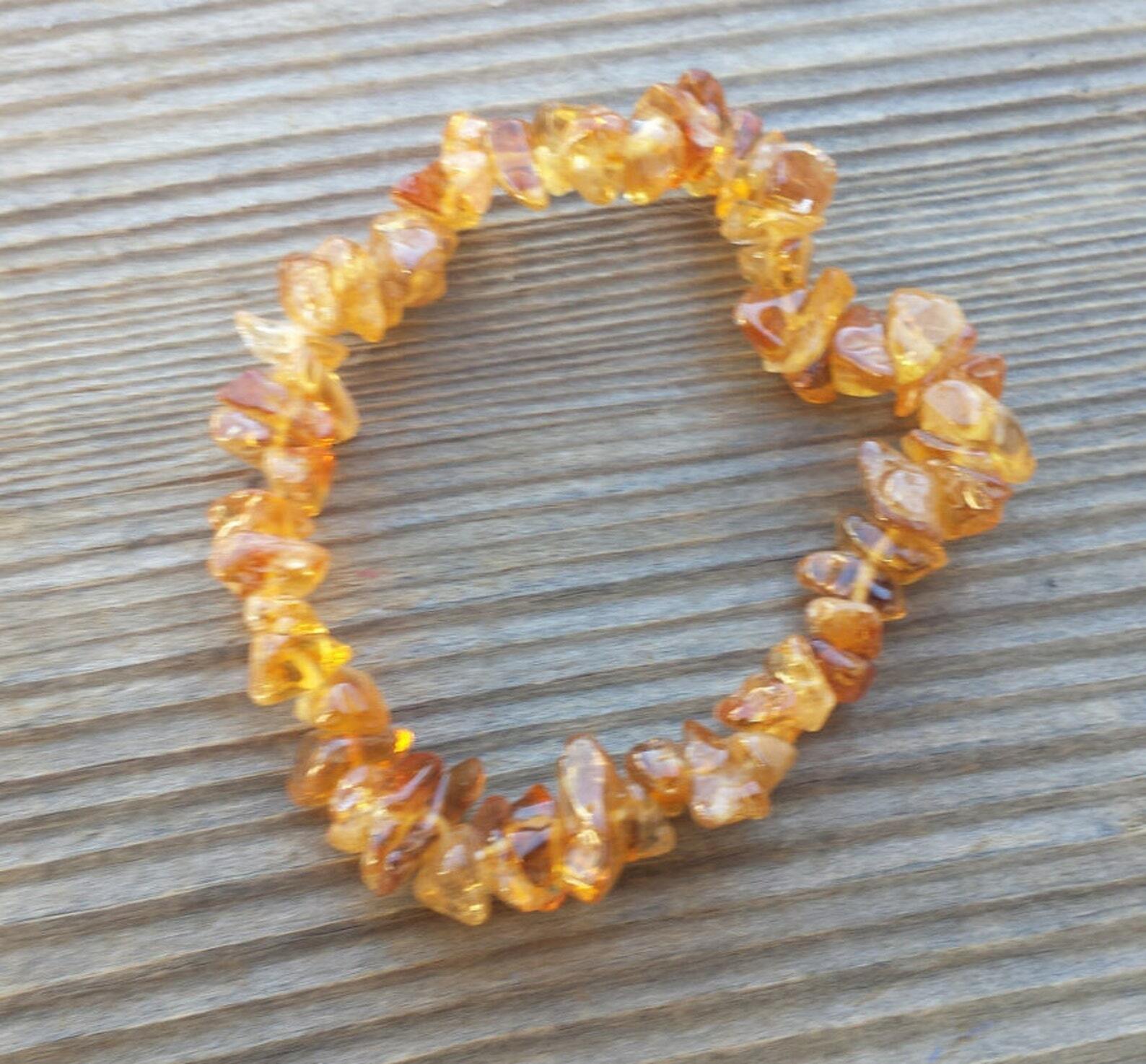 NATURAL CITRINE STONE GEMSTONE STRETCHY CHIP BRACELET