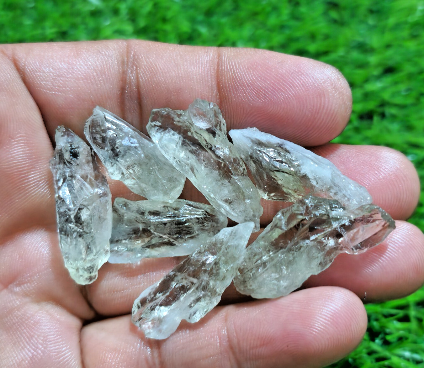 Use Excellent Green Amethyst Shards 7 Pcs 22-32 mm Loose Gemstone For Jewelry