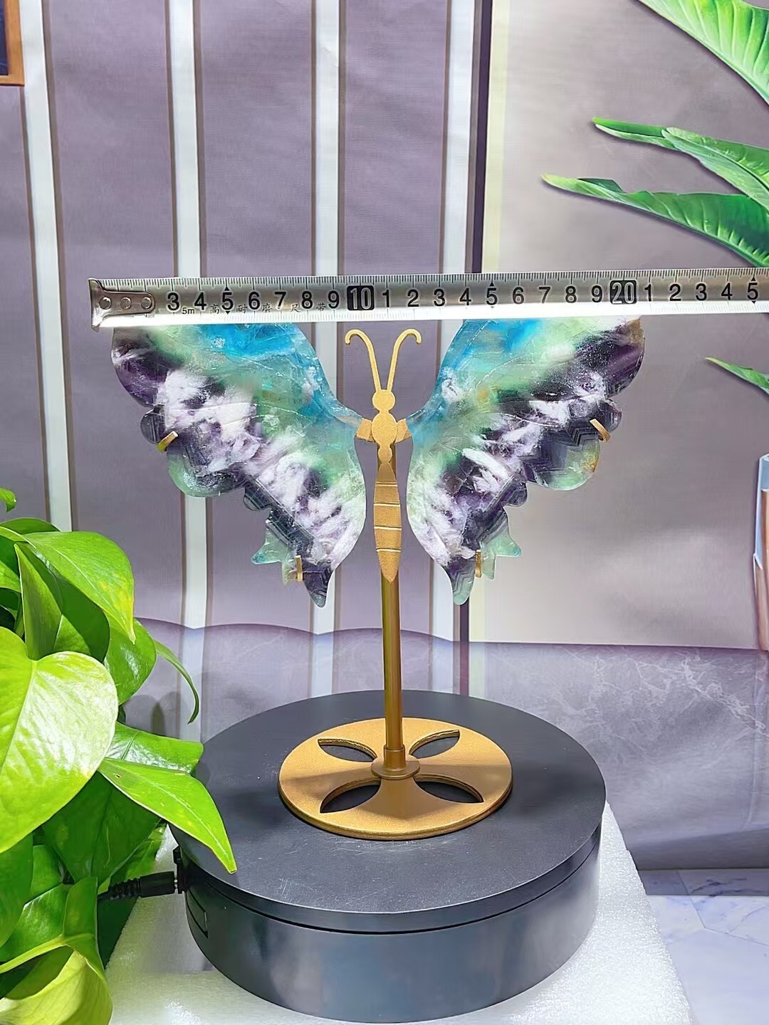 1pc Natural fluorite butterfly wings Crystal wings carving Home decor