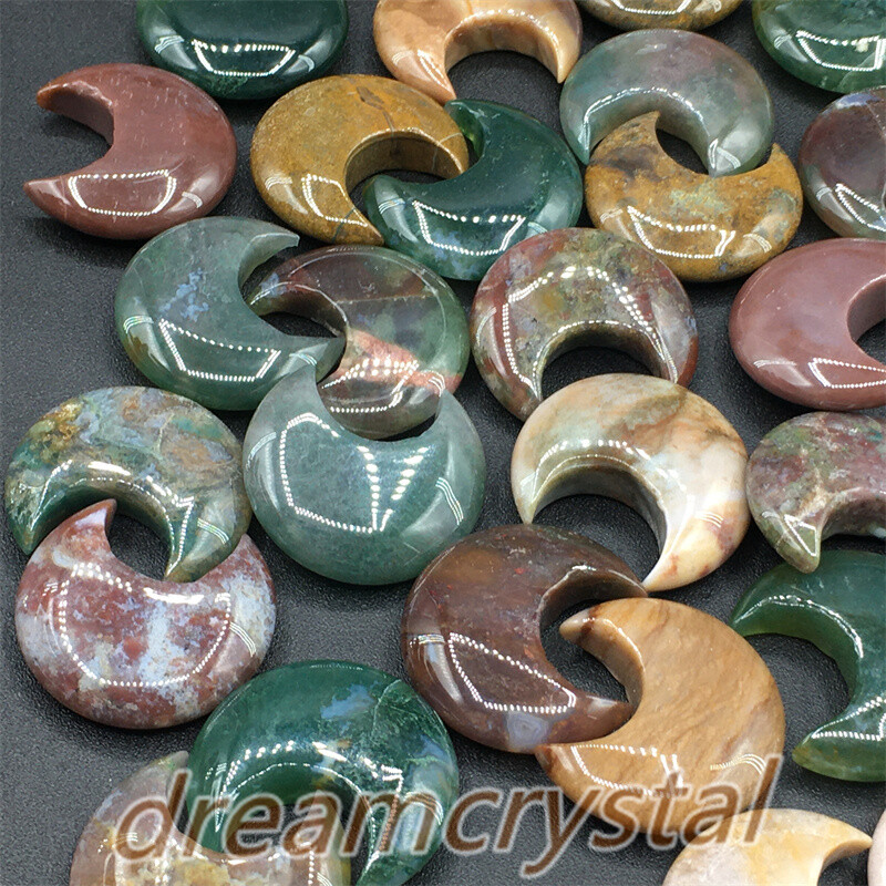 100pcs Natural ocean jasper moon Carved Quartz Crystal Skull Gift 28mm-wholesale