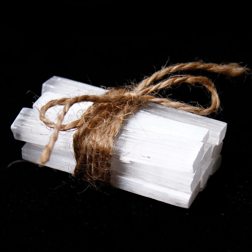 1set Natural Moroccan Selenite Bar – Crystal Plate & Quartz Mineral Healing Set