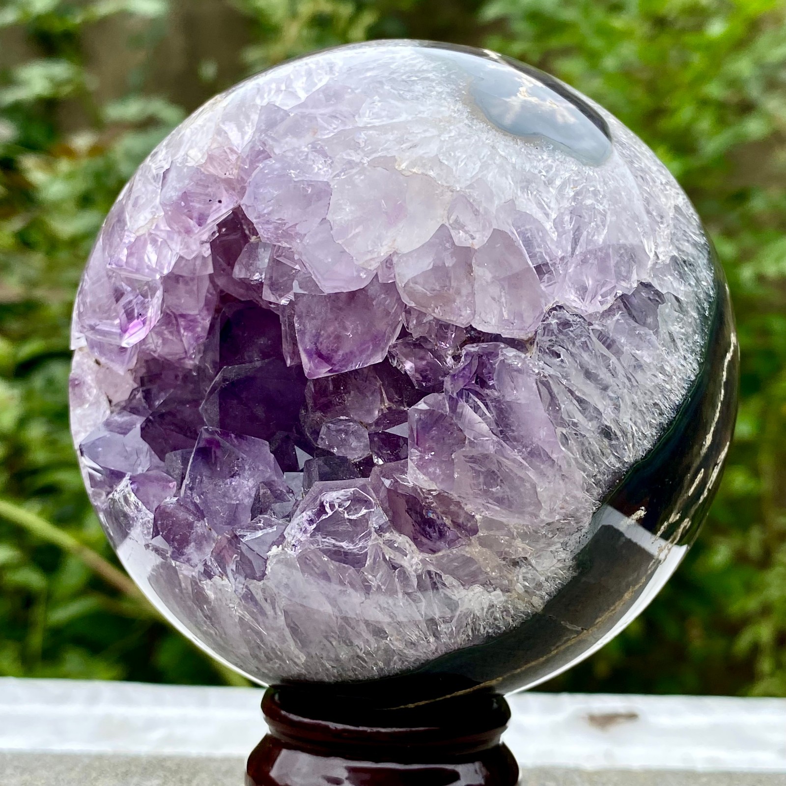 2.6LB Amethyst Agate Sphere Polished Healing Crystal Ball Home Feng Shui Ornam
