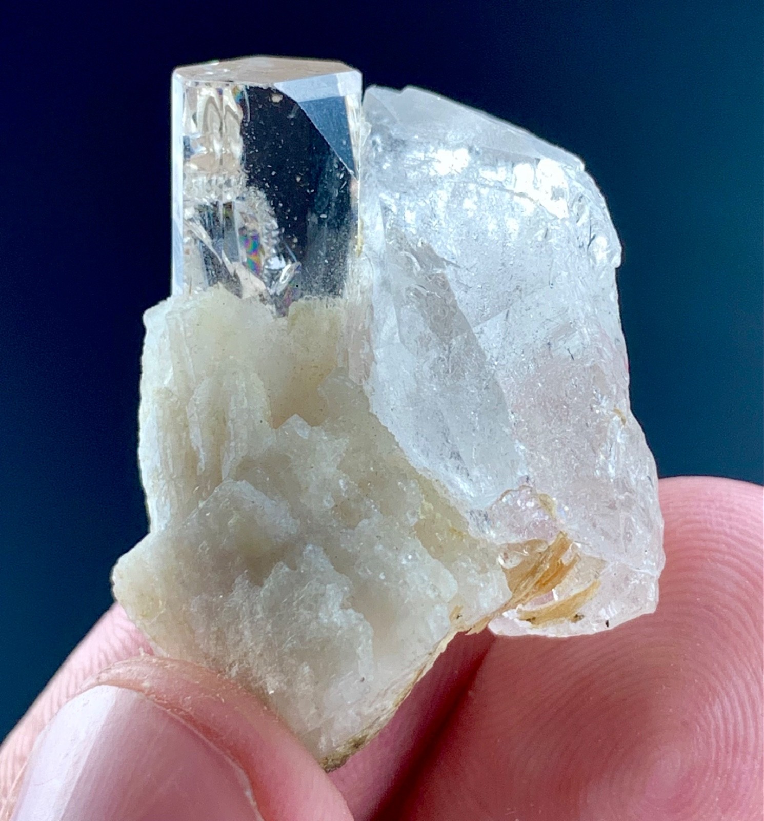 Natural Aesthetic Terminated Topaz With Quartz Crystal From Pakistan (12 G)