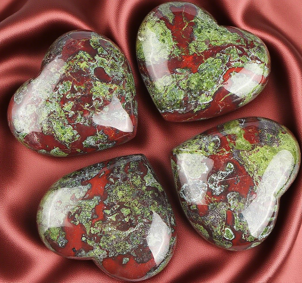 2in+ Dragon Bloodstone Crystal Heart Carving Mineral Specimen Healing Home Decor